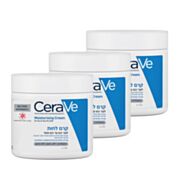 סרווה| CeraVe קרם לחות לפנים ולגוף לעור יבש עד יבש מאוד - מארז שלישייה